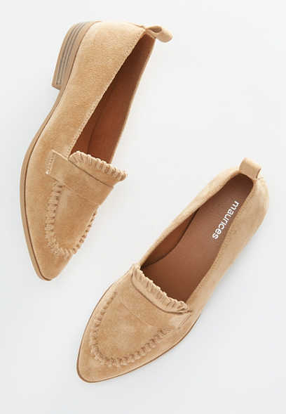 Nelly Tan Faux Suede Pointed Toe Loafer
