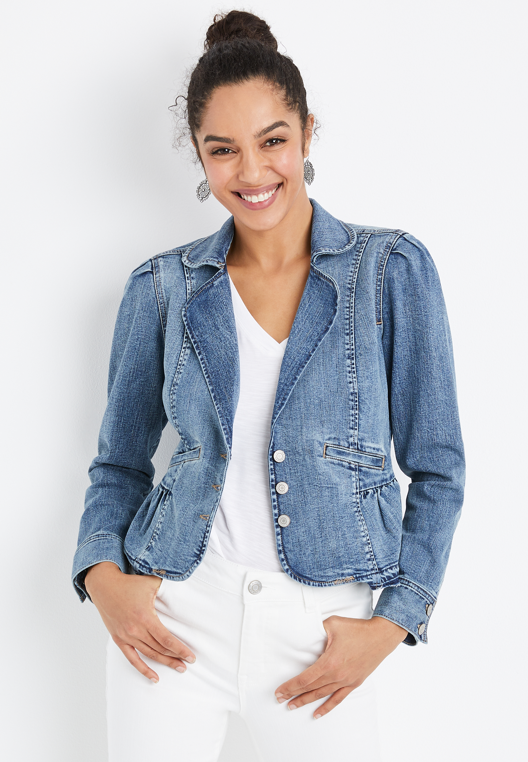 Denim Open Front Blazer maurices