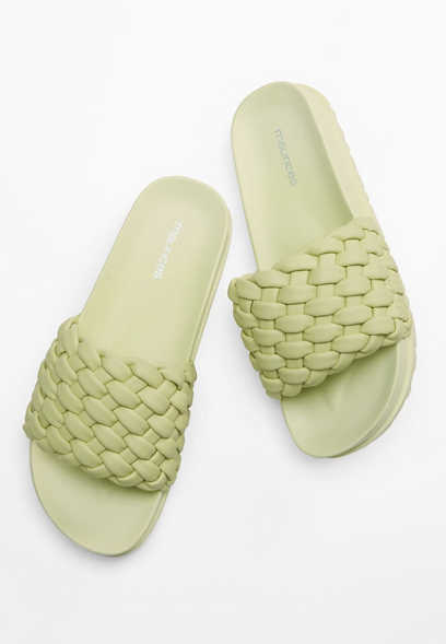 Paris Green Woven Slide Sandal