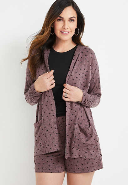 Pink Heart Cozy Hooded Cardigan