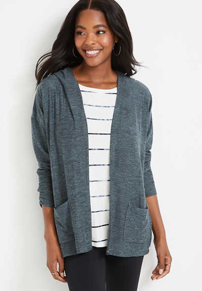 Solid Cozy Hooded Cardigan