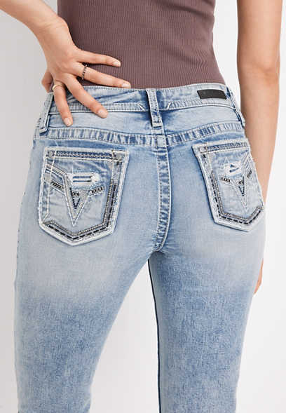 Vigoss® Straight Mid Rise Thick Stitch Jean