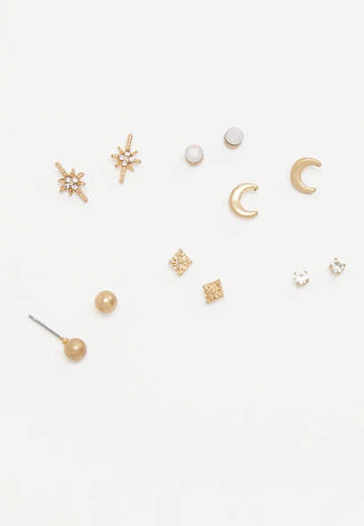 6 Piece Gold Celestial Earring Set