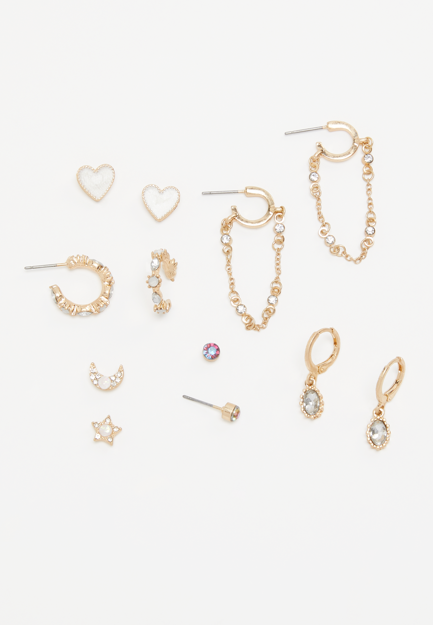6 Piece Gold Mixed Earring Set | maurices
