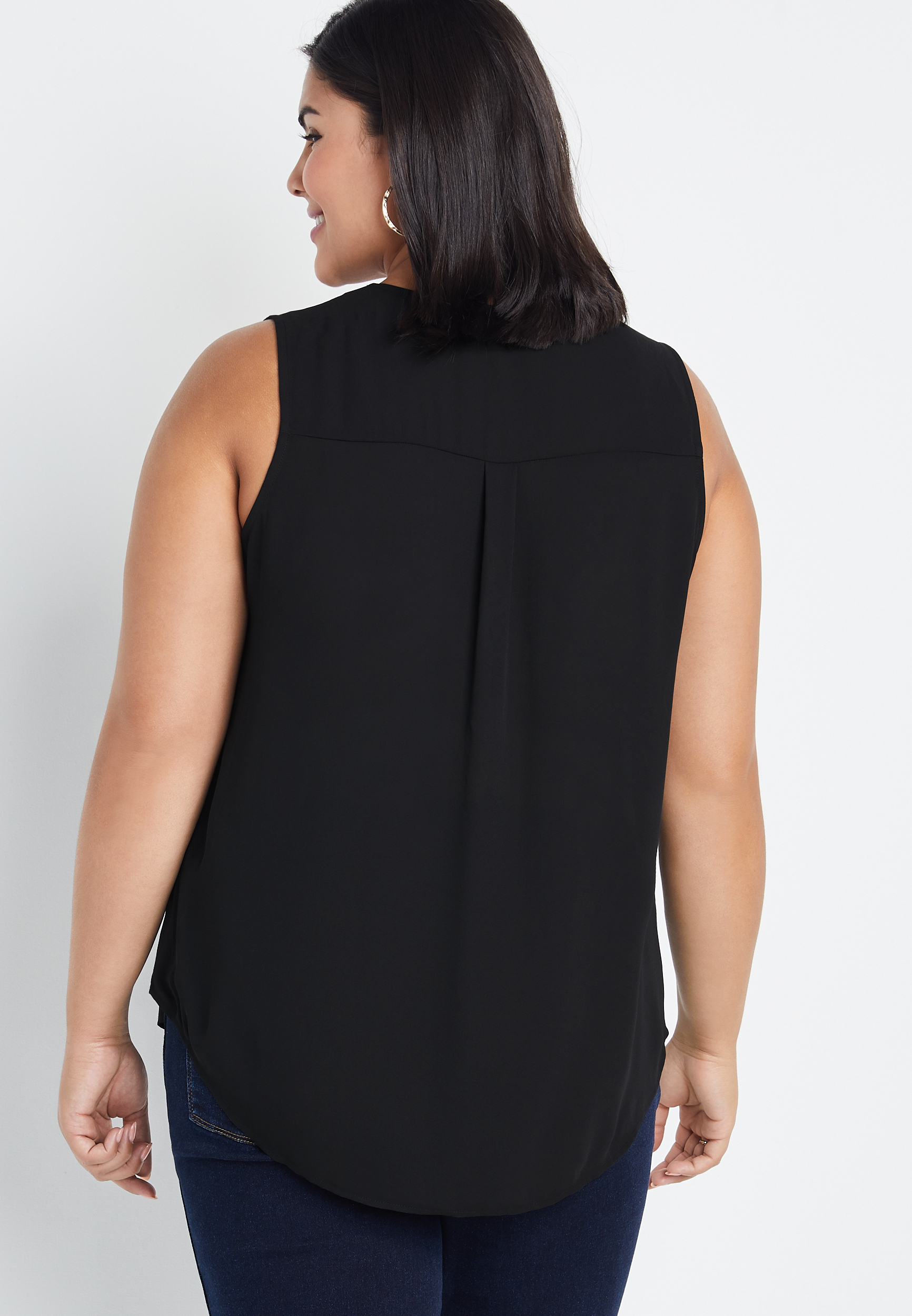 Plus Size Madison Solid Button Down Tank Top, C106, large