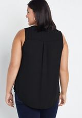 Plus Size Madison Solid Button Down Tank Top, C106, small