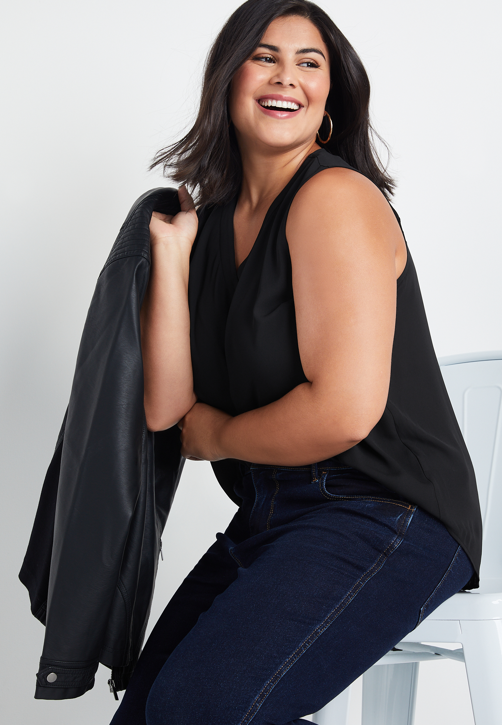 Plus Size Madison Solid Button Down Tank Top, C106, large