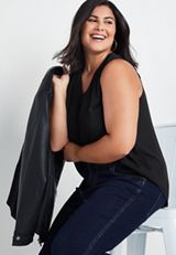 Plus Size Madison Solid Button Down Tank Top, C106, small