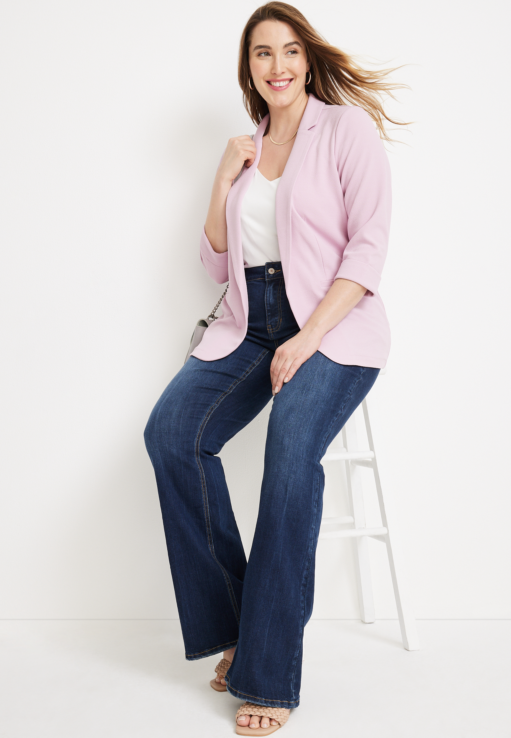 Plus Size Versa Open Front Blazer, C1890, large