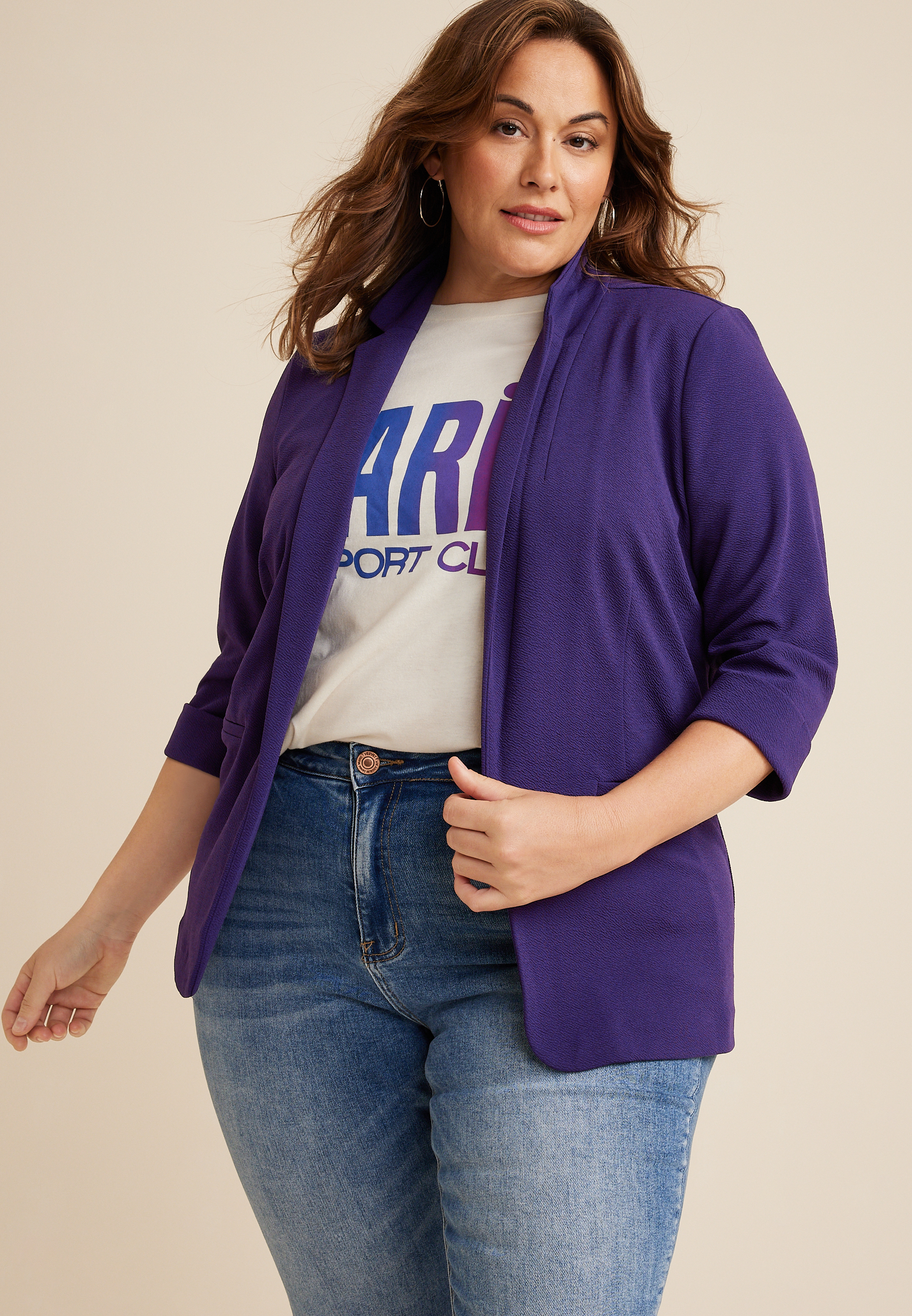 Purple plus size on sale blazer