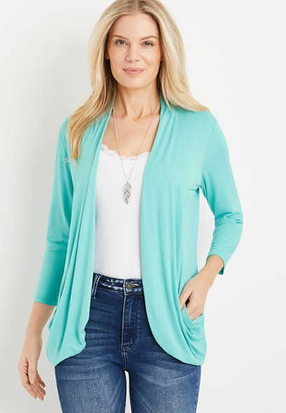 Solid Open Front Slouchy Cardigan