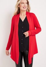 Solid Long Sleeve Waterfall Front Cardigan, C5148, small