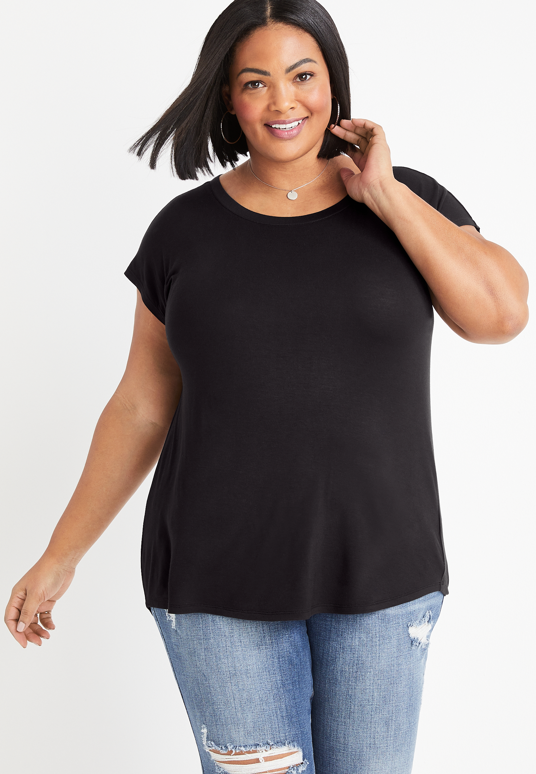Plus Size 24/7 Flawless Solid Dolman Sleeve Tee | maurices