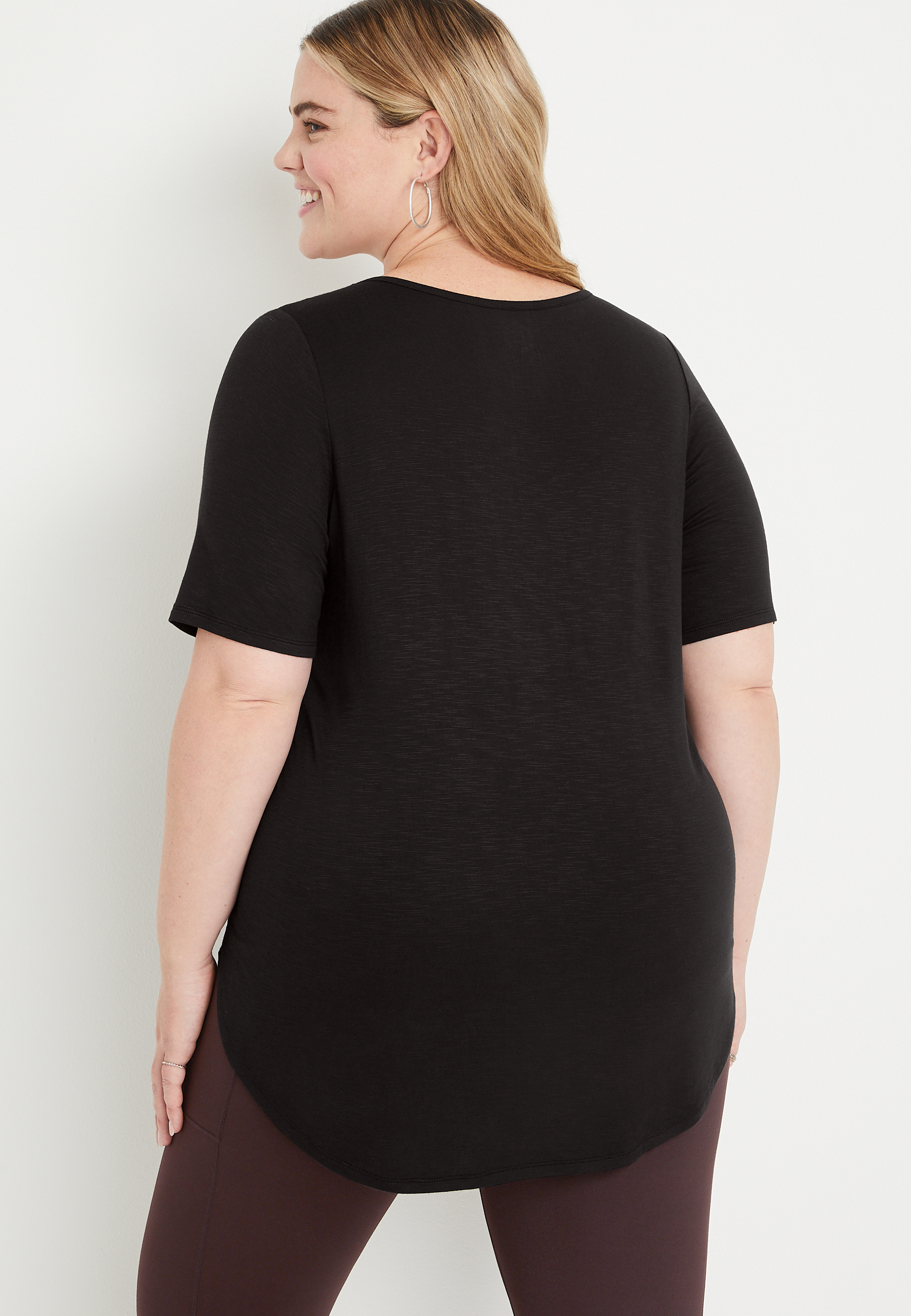 Plus Size 24/7 Olivia Solid V Neck Tunic Tee, C106, large