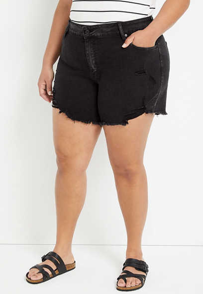 Plus Size KanCan™ High Rise Black Ripped 6in Short