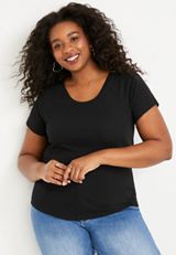 Plus Size 24/7 Jordan Ribbed Scoop Neck Tee, BLACK, small
