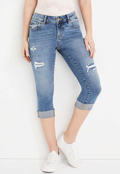 m jeans by maurices™ Cool Comfort Mid Rise Ripped Capri