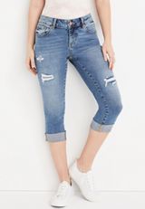 m jeans by maurices&trade; Mid Rise Ripped Capri, , small