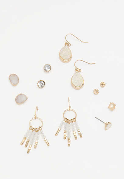 6 Piece Crystal Stone Earring Set