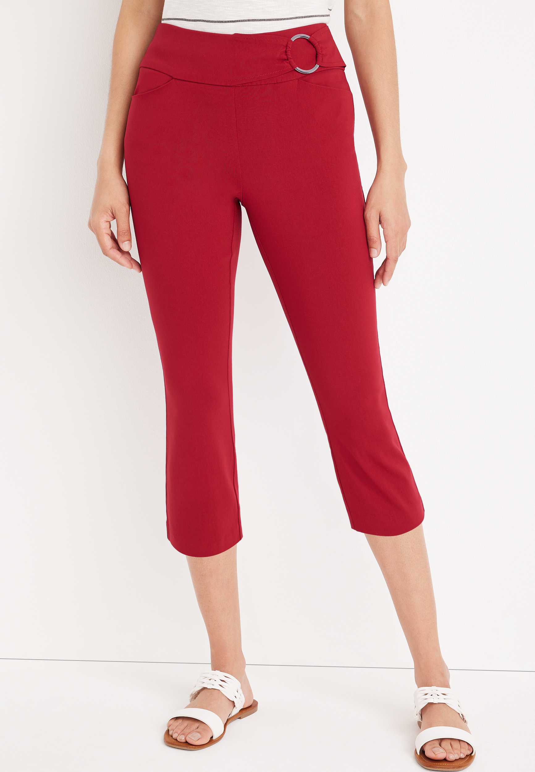 Bengaline Mid Rise Black Capri Dress Pant maurices