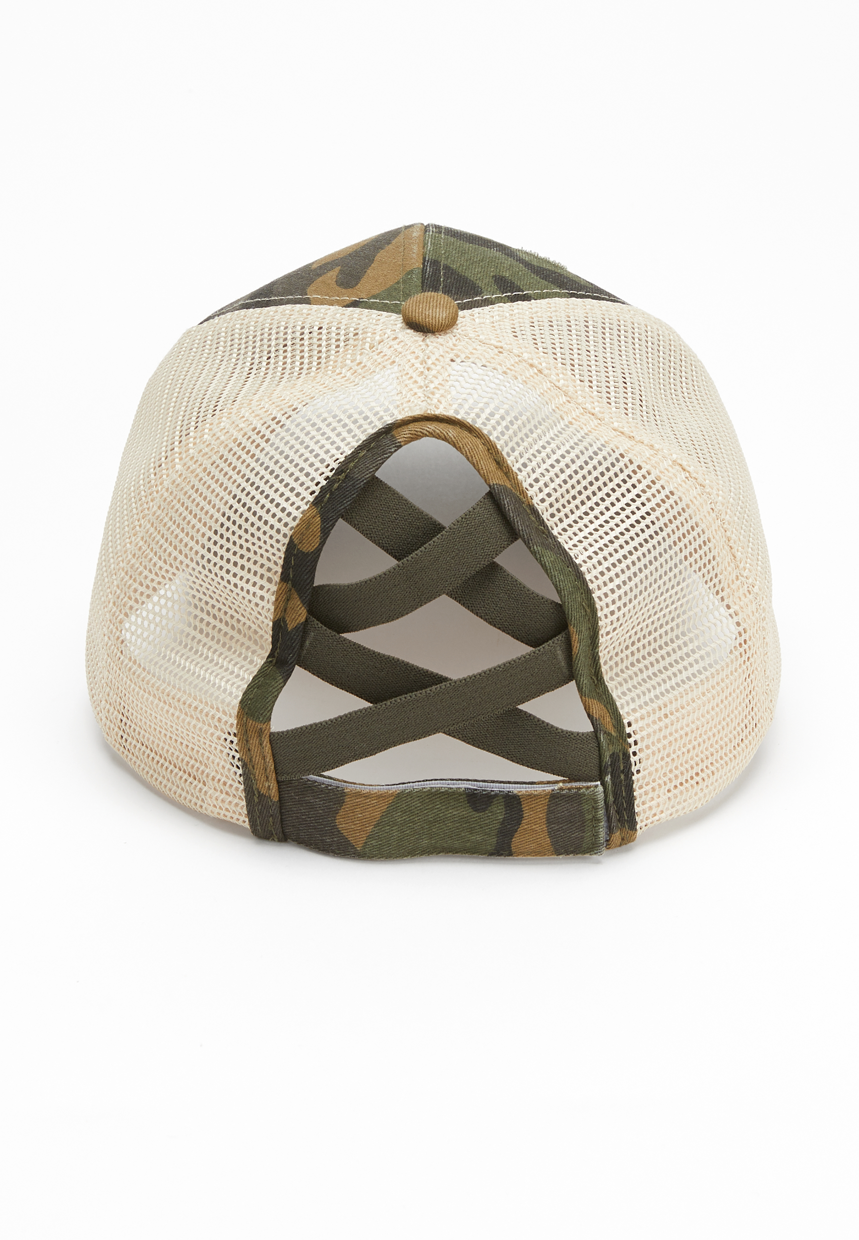 Camo Criss Cross Back Baseball Hat, , large