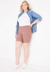 Plus Size Super High Rise 8in Crossover Bermuda Luxe Bike Short, , small