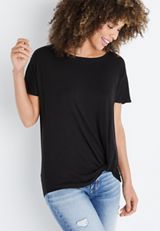 24/7 Flawless Solid Knot Front Tee, , small