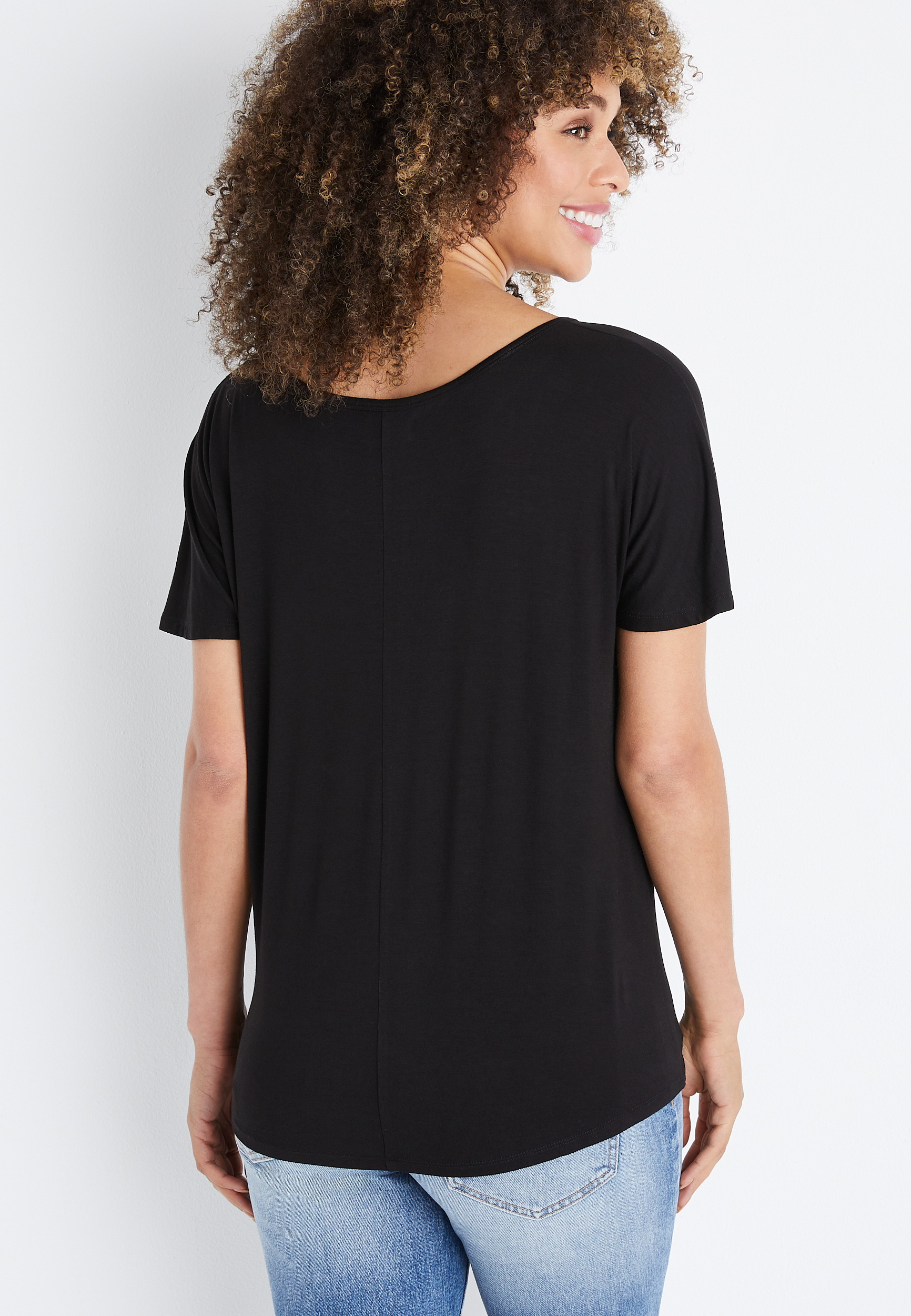 24/7 Flawless Solid Knot Front Tee, , large