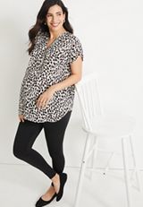 Geneva Zipper Neck Nursing Friendly Maternity Blouse, C5296, small