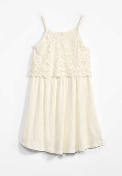 Girls Solid Lace Dress