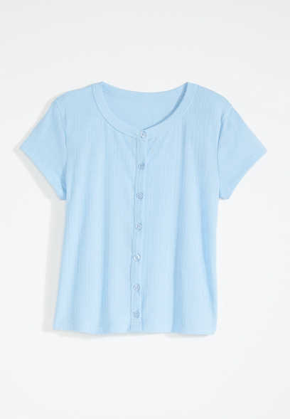 Girls Ribbed Henley Top