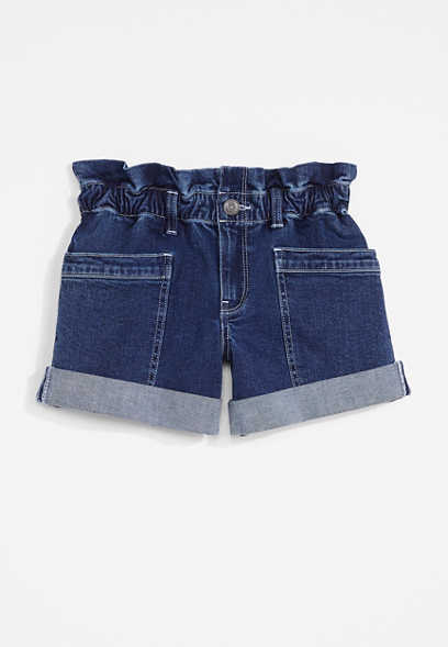 Girls High Rise 4in Paperbag Shorts