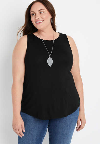 Plus Size 24/7 Solid High Neck Tank Top
