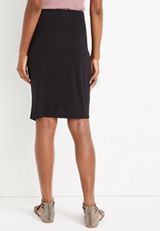 Solid Ruched Midi Skirt, , small