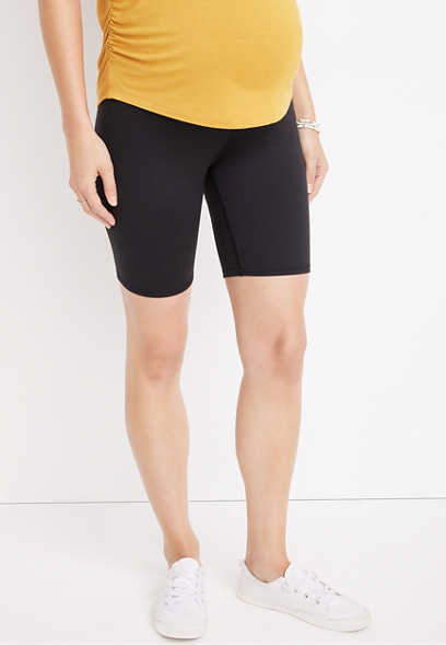 Black Over The Bump Luxe Maternity Bike Short