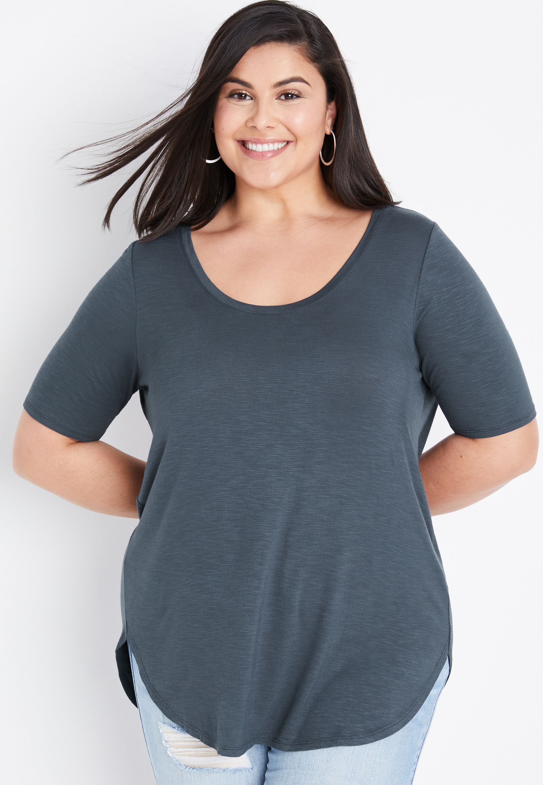 Plus Size 24/7 Flawless Solid Tunic Tee | maurices