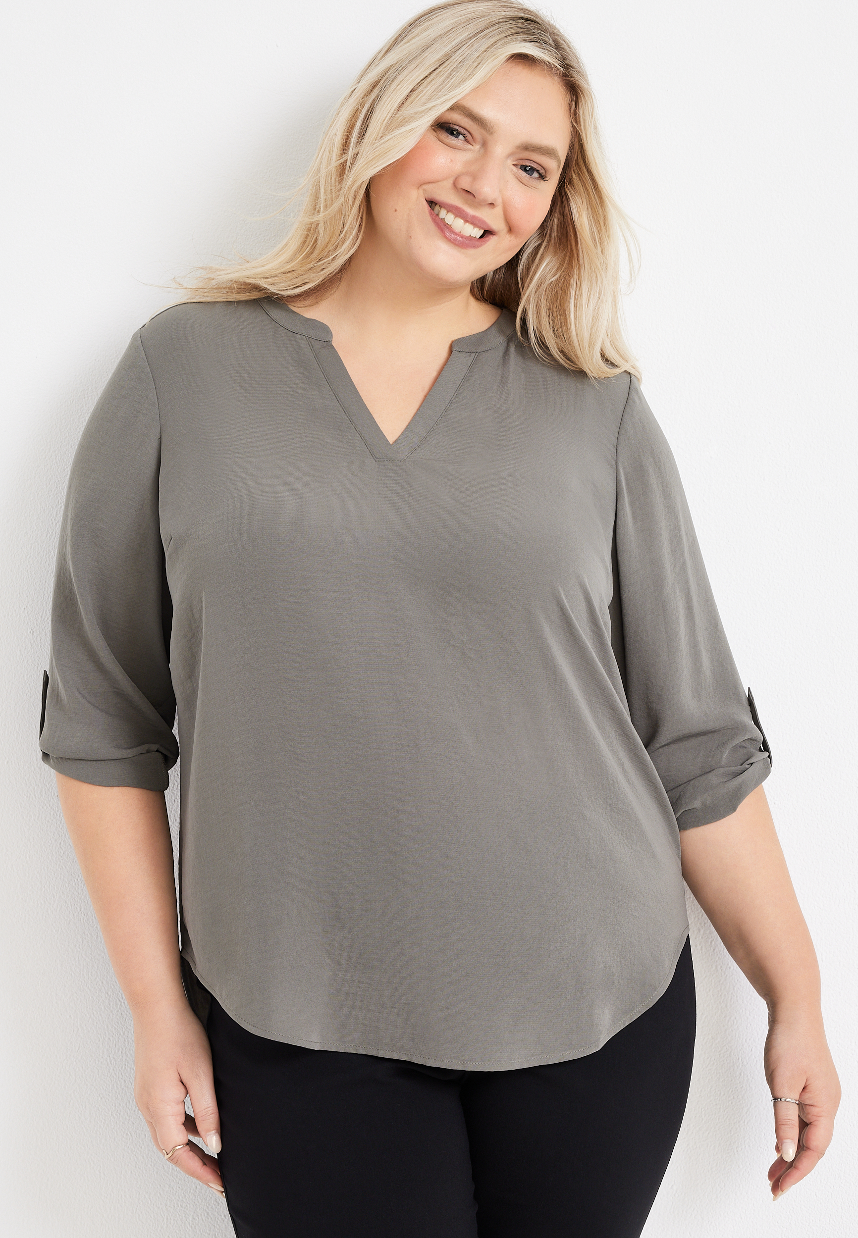 Business Casual Tops for Women V Neck Short Sleeve Plus Size