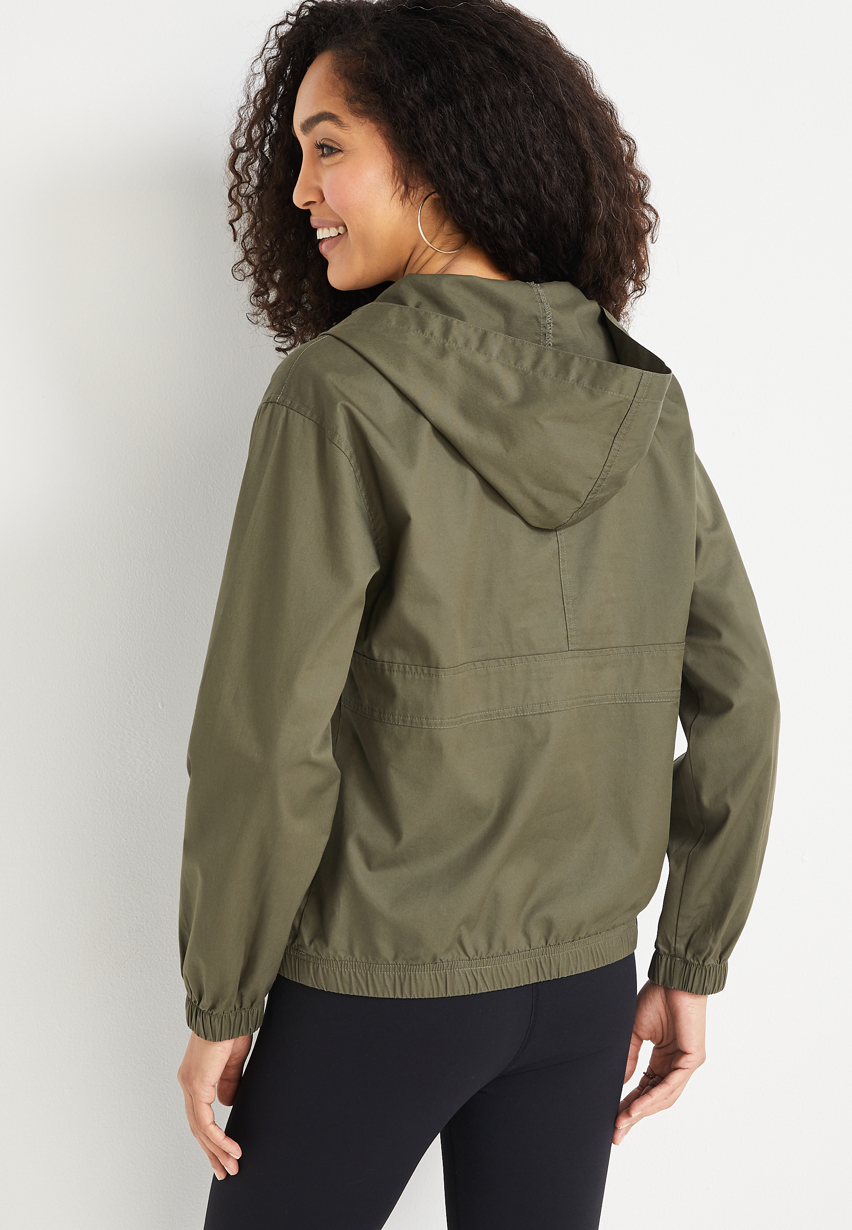 Lace Up Cinched Hooded Jacket, C186, large