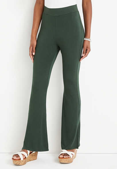 High Rise Solid Knit Flare Pant