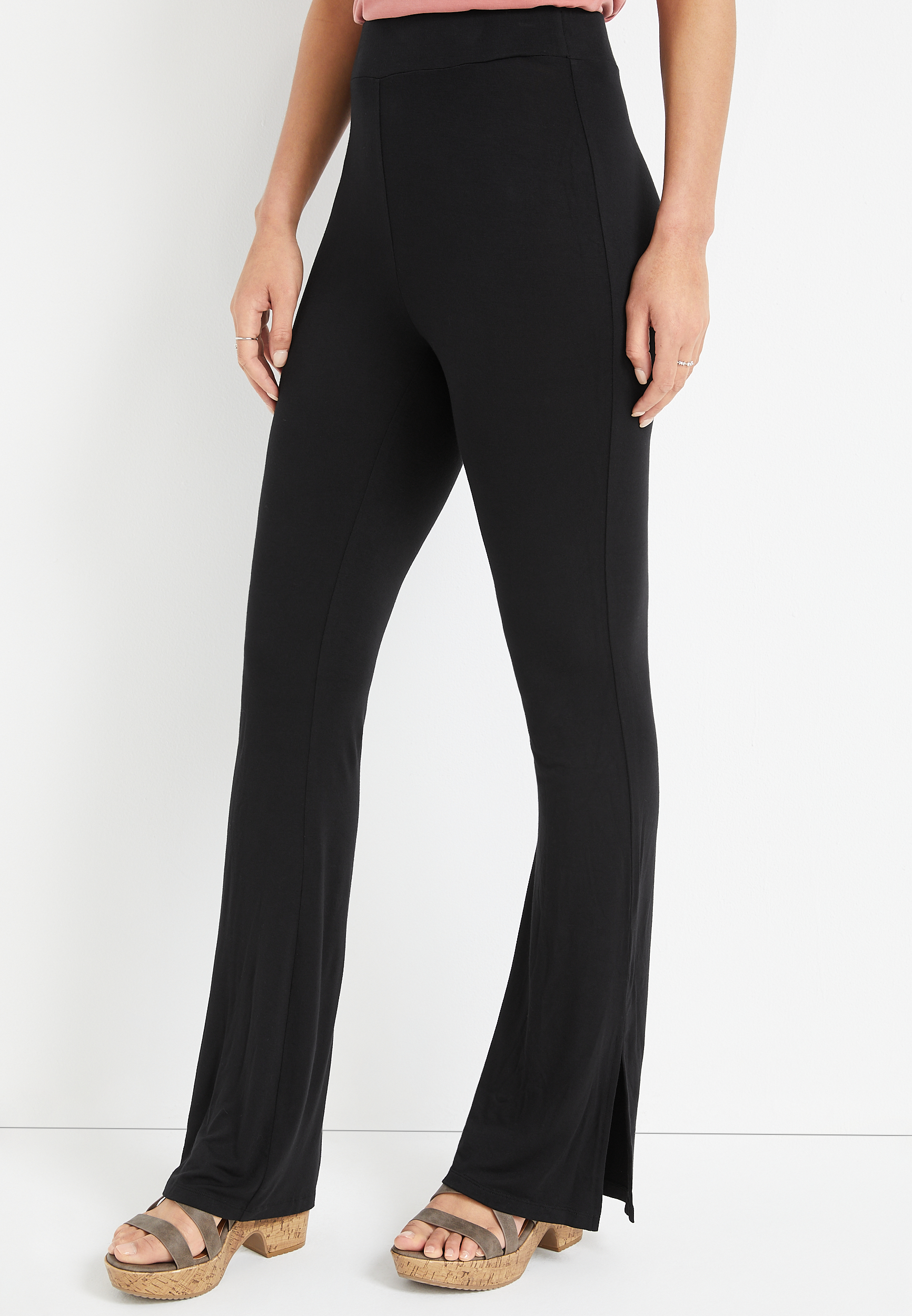 High Rise Solid Knit Flare Pant | maurices