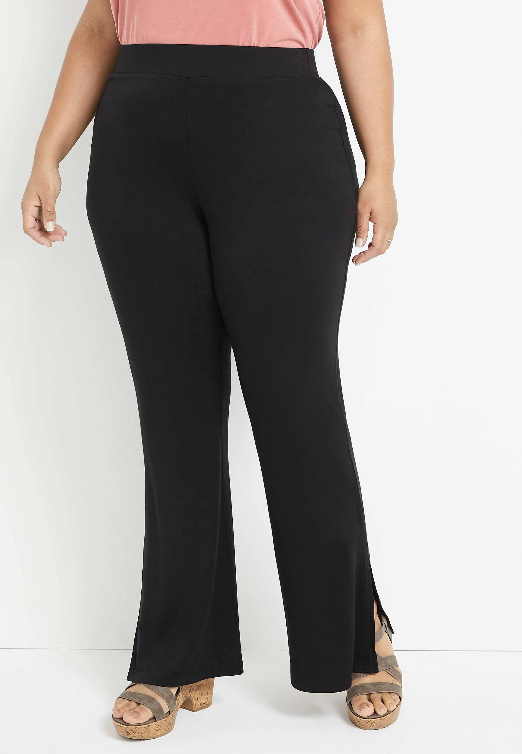 Plus Size High Rise Solid Knit Flare Pant | maurices