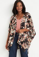 Smocked Shoulder Floral Kimono, C1756, small