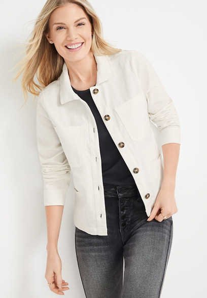 Solid Button Down Jacket