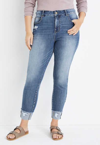 Plus Size m jeans by maurices™ Everflex™ Super Skinny Ankle Curvy High Rise Cuffed Jean