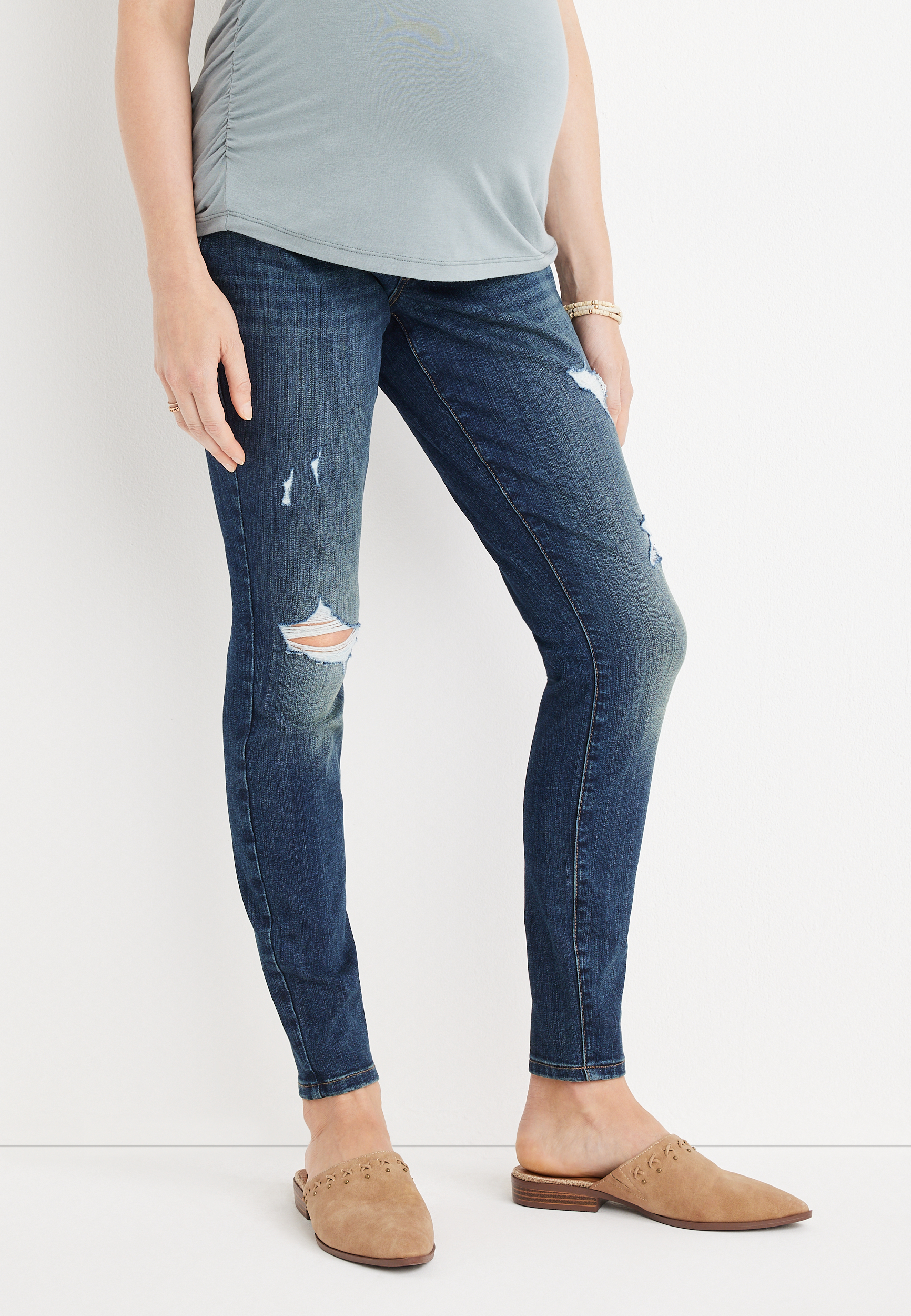 m jeans by maurices™ Over The Bump Ripped Denim Maternity Jegging