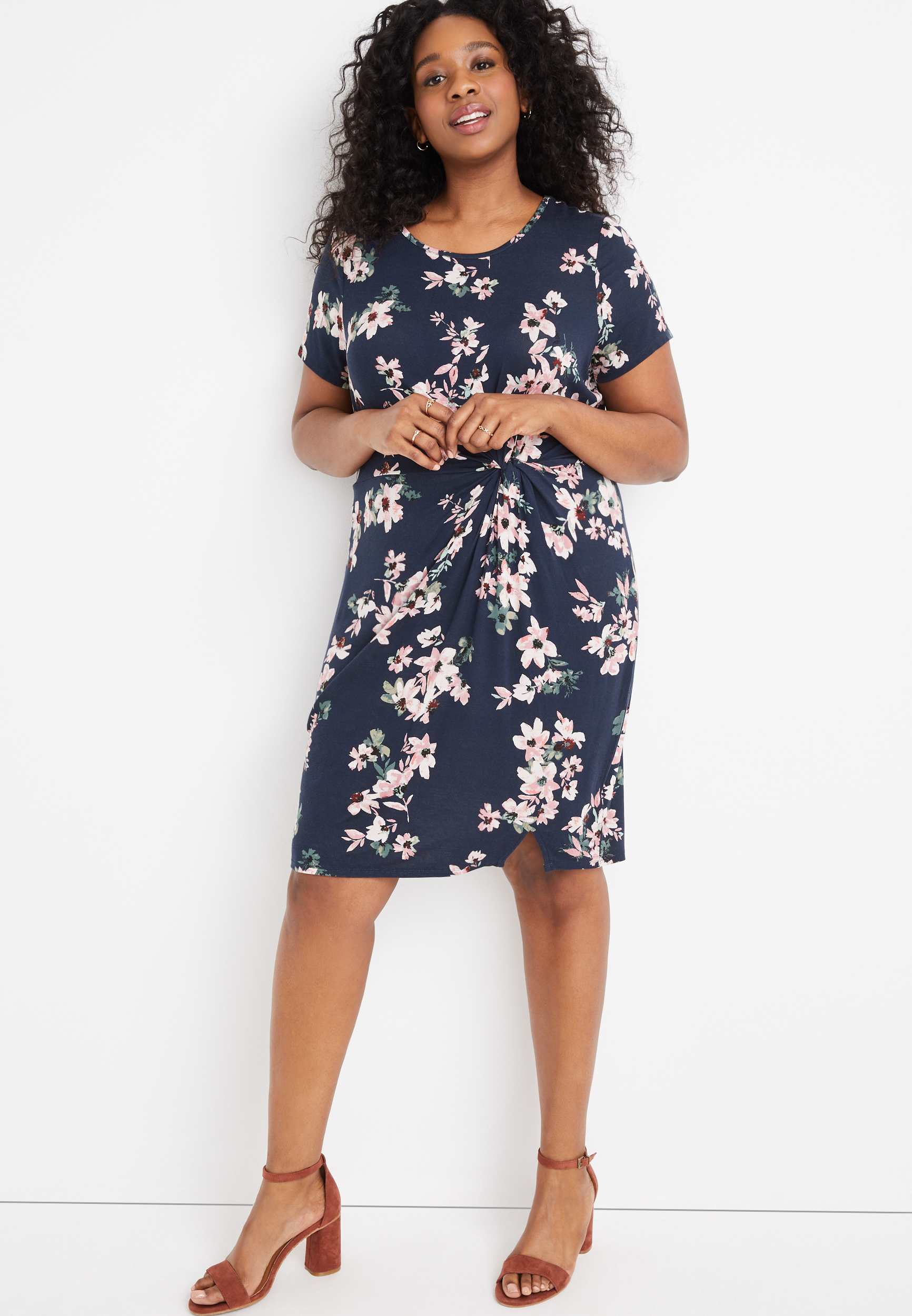 Plus Size 24/7 Front Knot Mini Dress | maurices