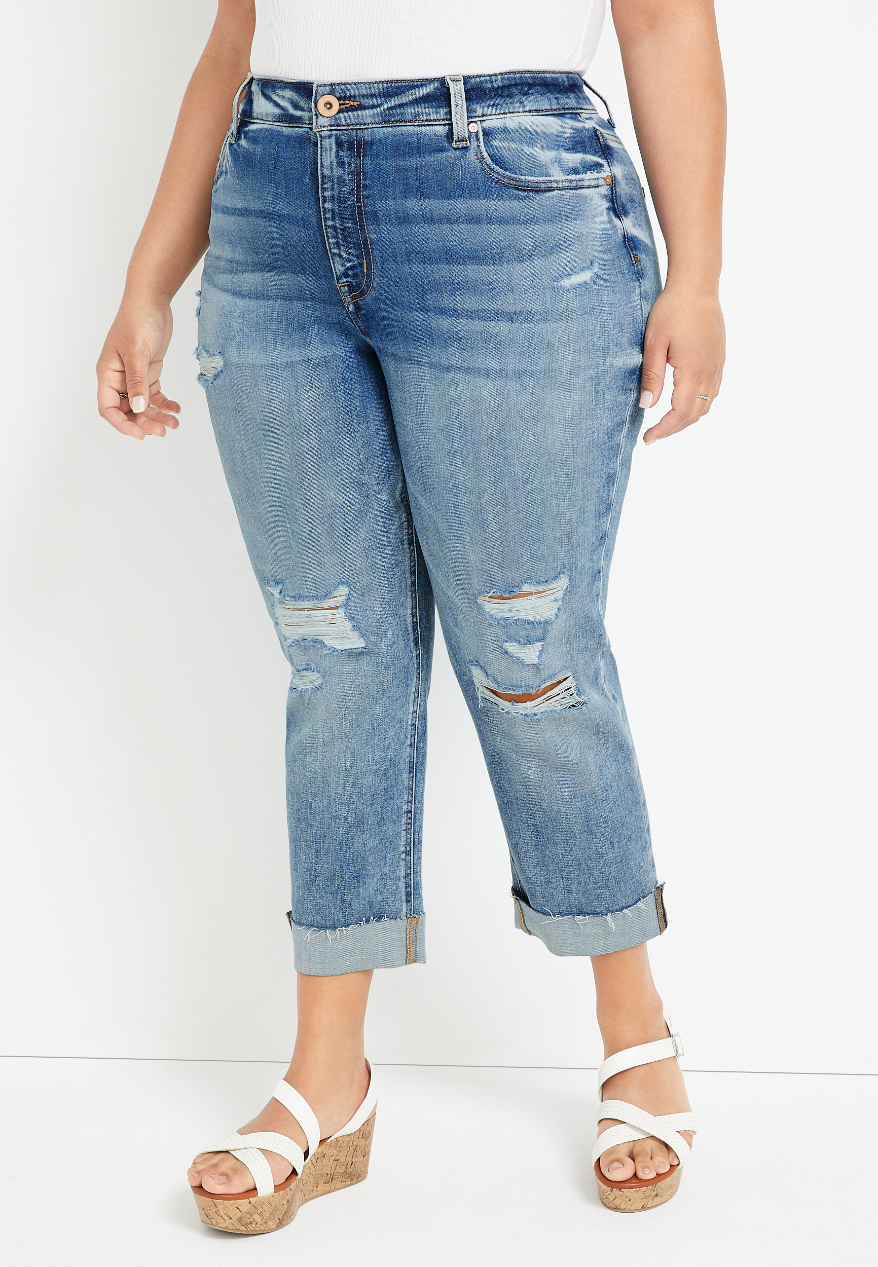 high rise jean capris