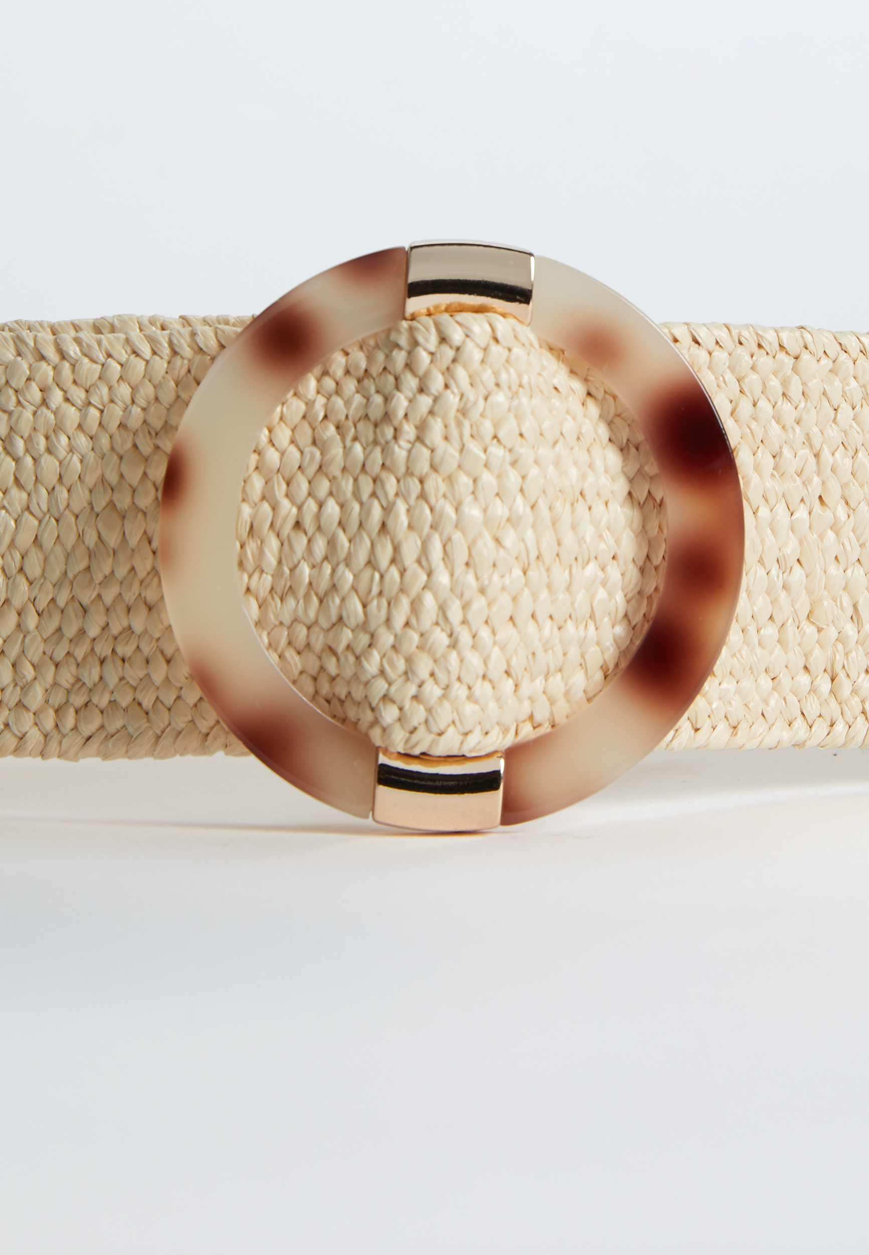 Raffia Tortoise Stretch Belt, C254, large