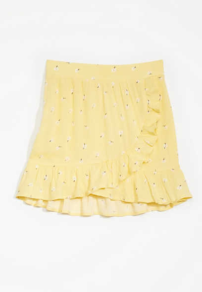 Girls Floral Ruffle Skirt