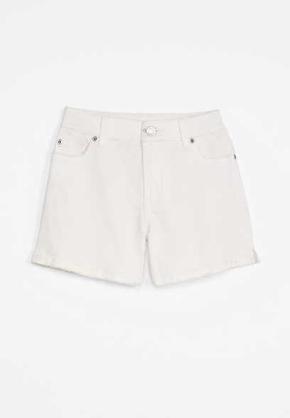 Girls High Rise White 4in Shorts